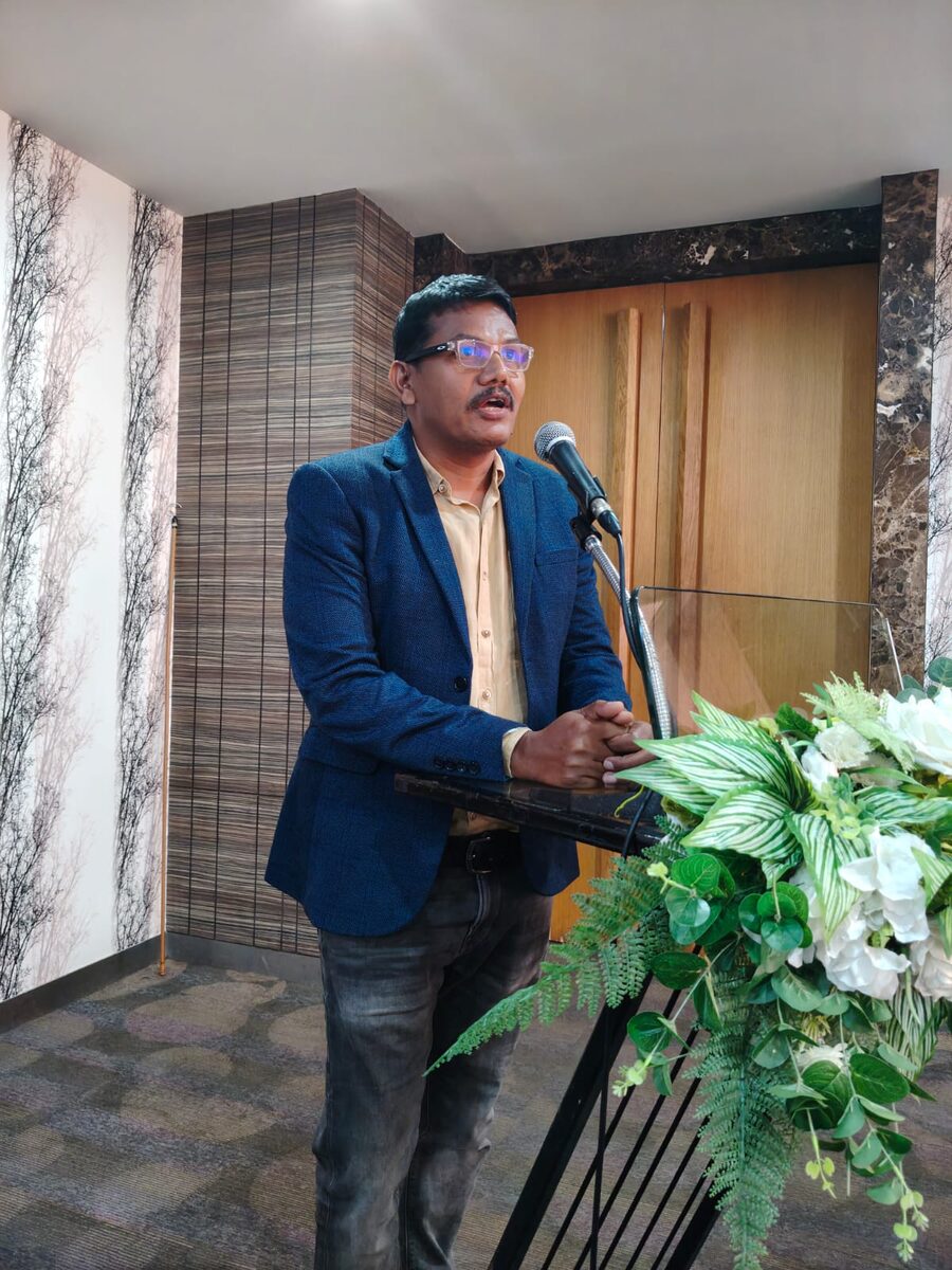 Shaik Akbar Ali, Founder of Pond Care Veterinary, speaking at an industry event