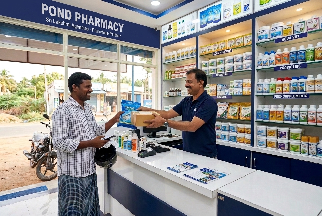 Pond Care pharmacy franchise counter