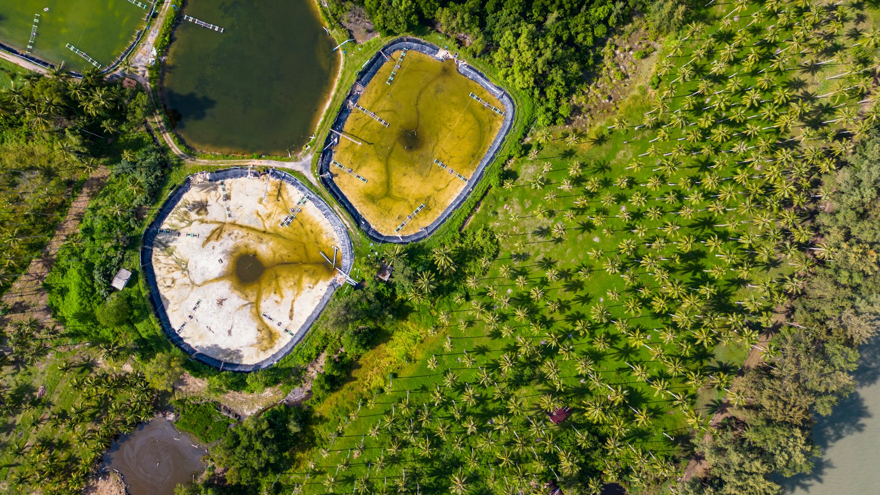 Aerial pond layouts · Farm design & pond construction